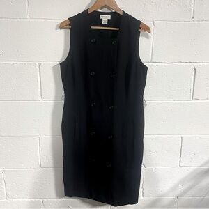 Ann Taylor Black Rayon| Wool Blend Double Breasted Sleeveless Dress Sz 12